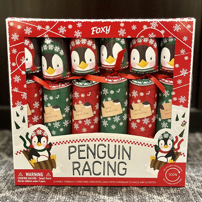 RACE TO THE NORTH POLE PENGUIN RACING CHRISTMAS CRACKERS BOX OF 6 FXGXM07