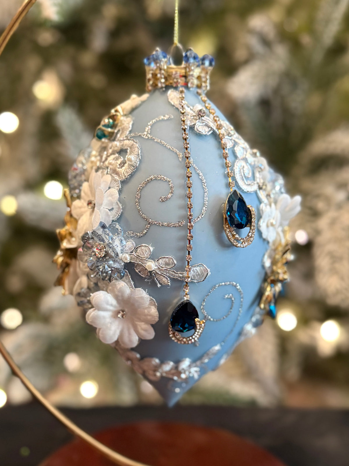MARK ROBERTS - Blue Kings Jewel Finial Ornament 36-61496