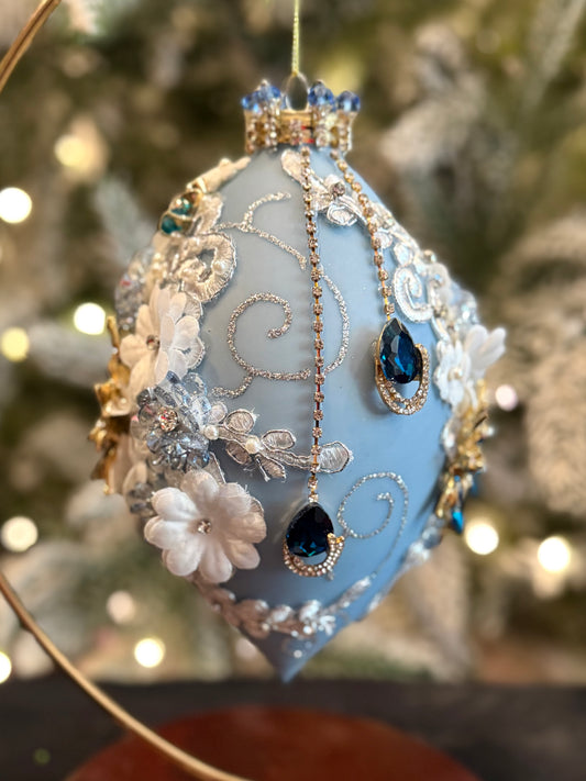 MARK ROBERTS - Blue Kings Jewel Finial Ornament 36-61496