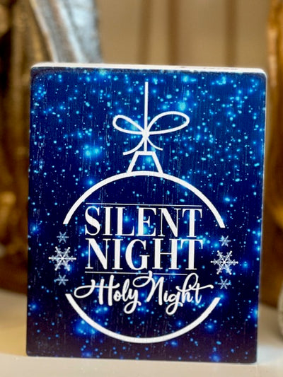 SILENT NIGHT HOLY NIGHT WOODEN BLOCK SIGN CHTPLK43-218