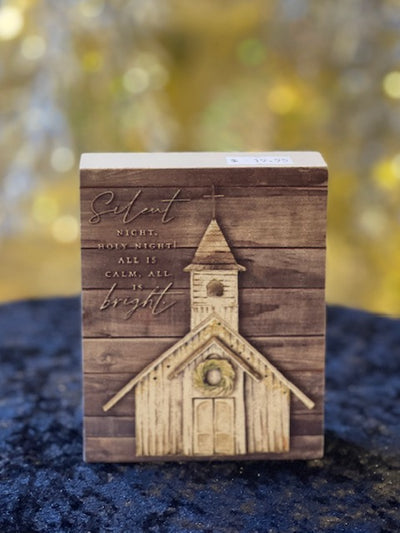 SILENT NIGHT BLOCK SIGN CHTPLK34-323