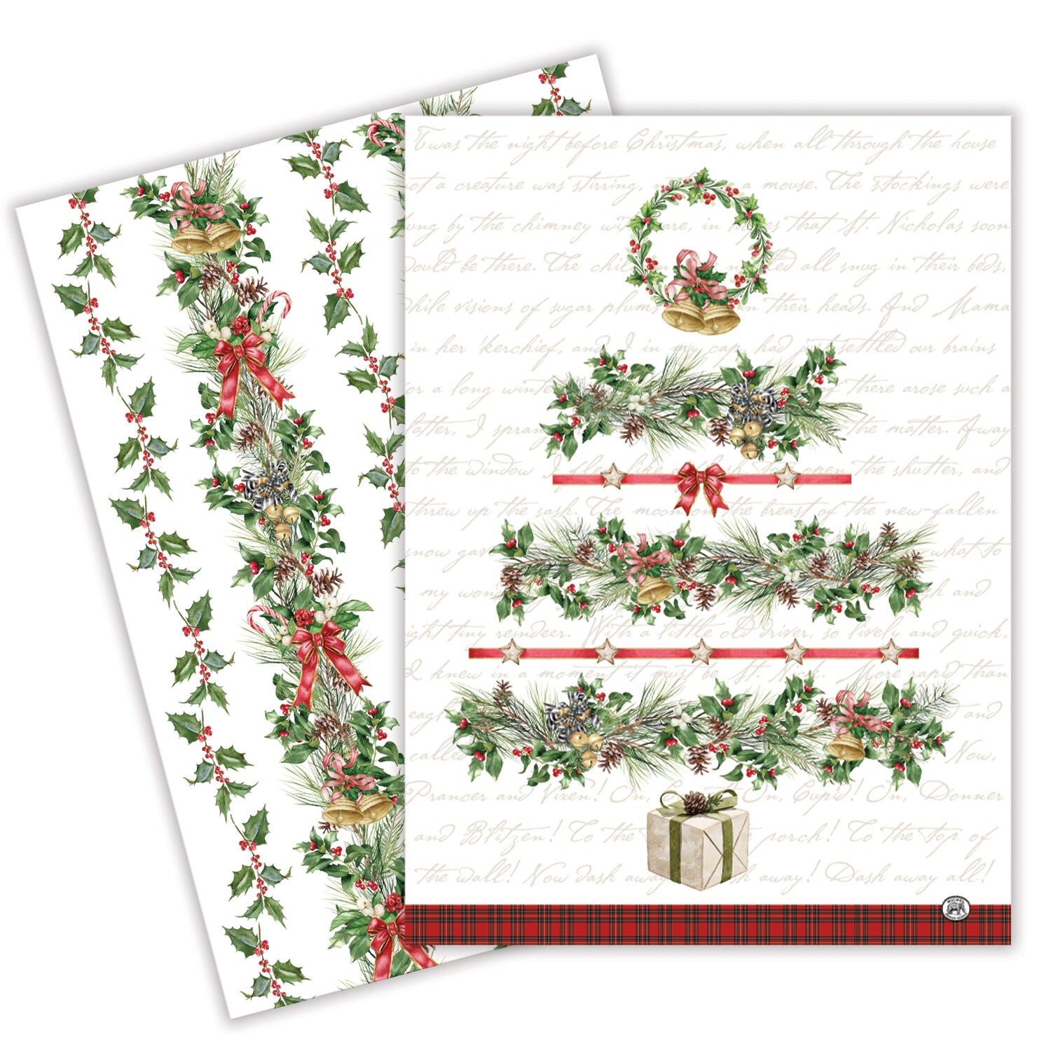 HOLIDAY GARLAND SET OF 2 LARGE TEA TOWELS TOWS446