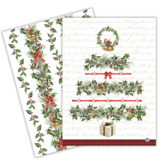 HOLIDAY GARLAND SET OF 2 LARGE TEA TOWELS TOWS446