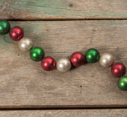 RAGON HOUSE JUMBO RED/GREEN AND SILVER BEAD GARLAND