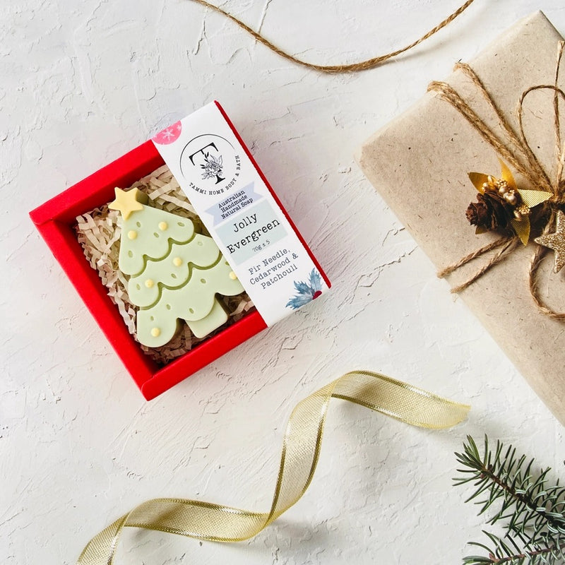 JOLLY EVERGREEN FIR NEEDLE, CEDARWOOD & PATCHOULI TREE BOXED SOAP