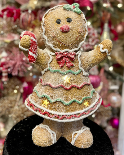 LED GINGERBREAD GIRL WITH CANDYCANE SNC23-016