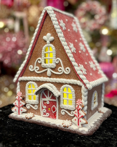 GINGERBREAD LED HOUSE WITH RED ROOF HOS-9030                                                           