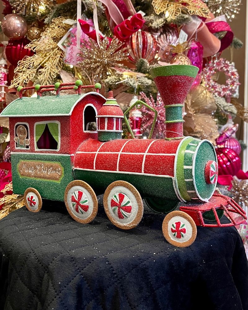 RED AND GREEN TIN TRAIN HOS25-034