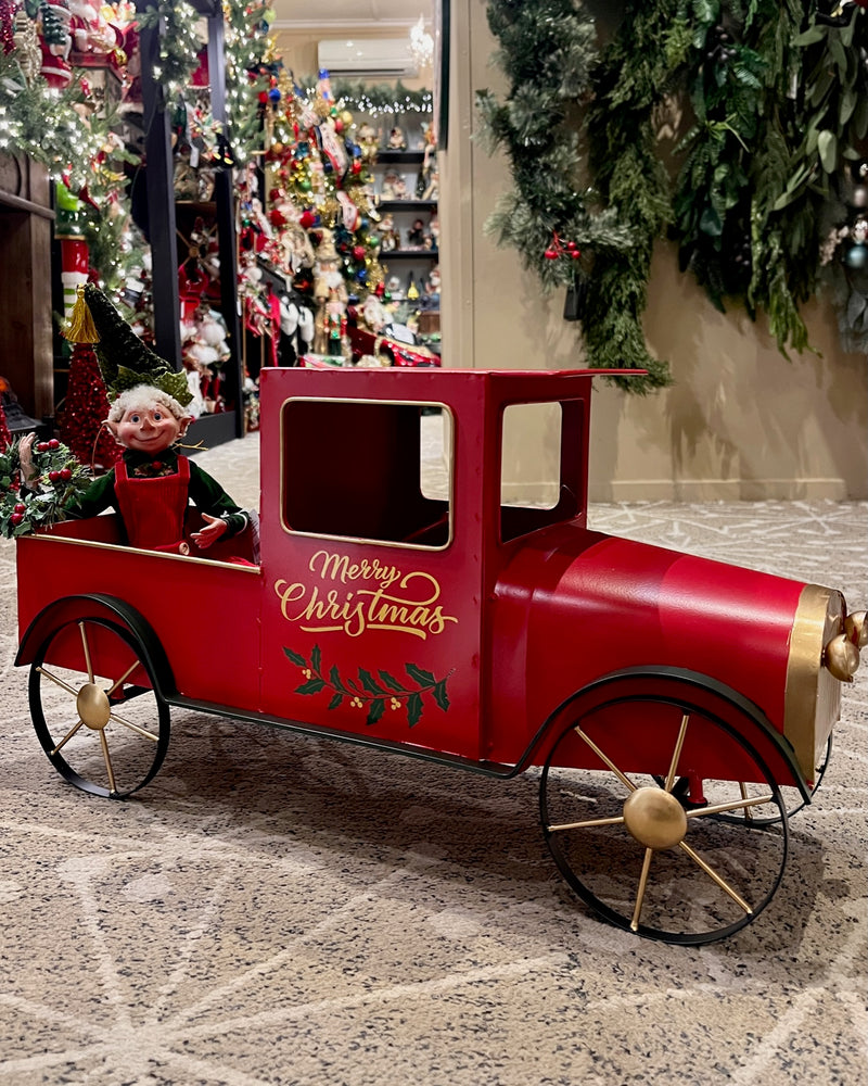 LARGE METAL RED CHRISTMAS TRUCK HOS25-3003                             