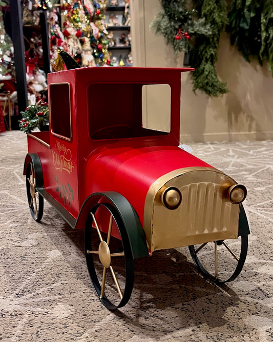 LARGE METAL RED CHRISTMAS TRUCK HOS25-3003                             