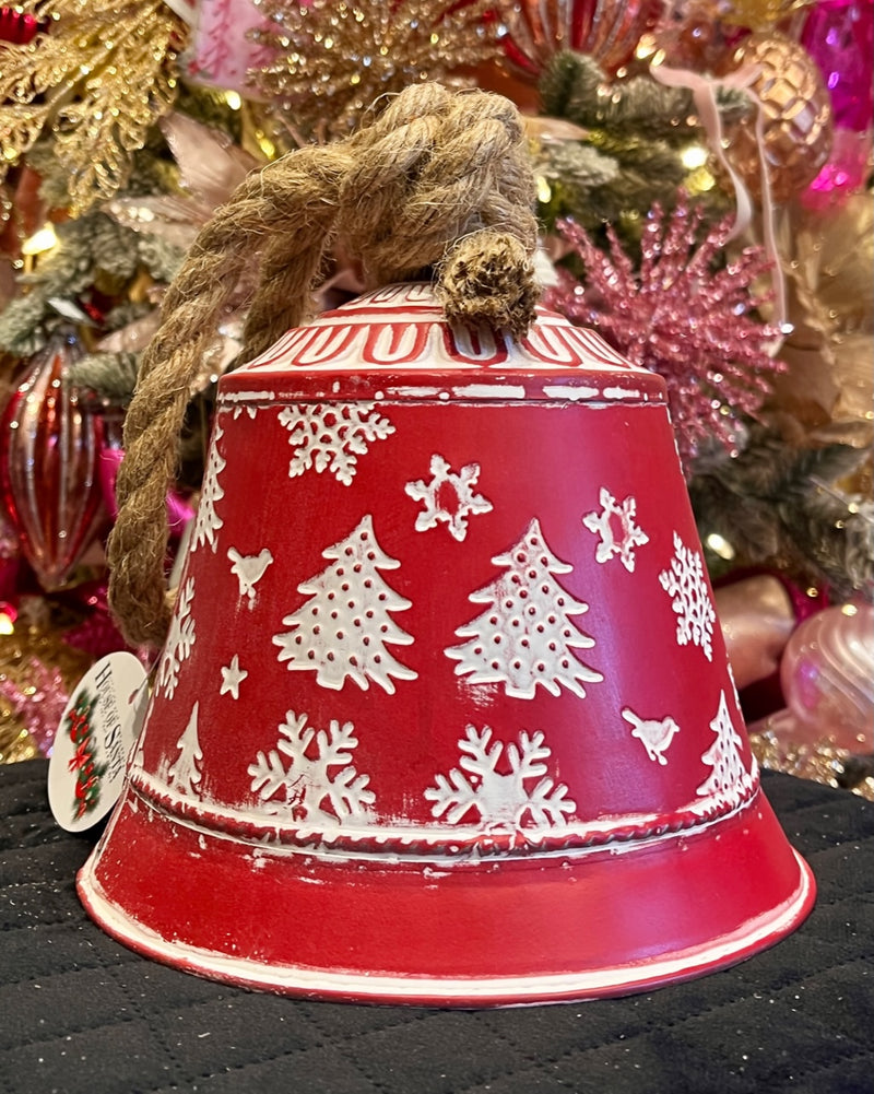 RED & WHITE PATTERN METAL BELL HANGING HOS25-5027