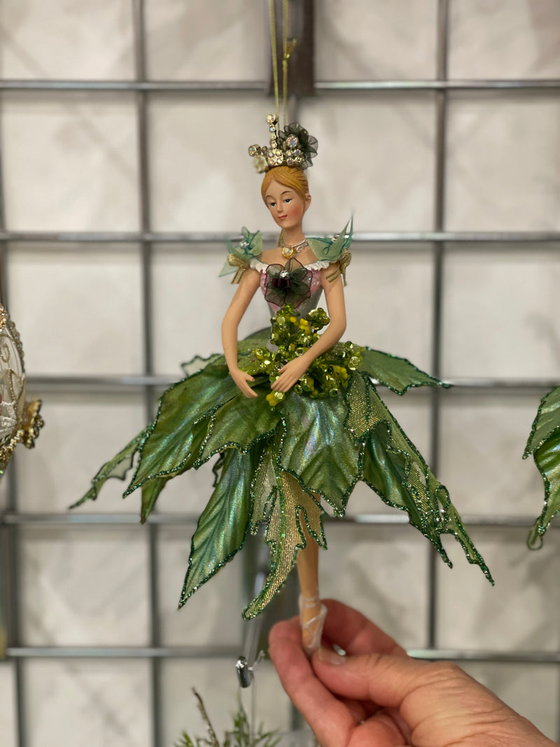 MARK ROBERTS GREEN BALLERINA WITH ARMS DOWN ORNAMENT 36-54232