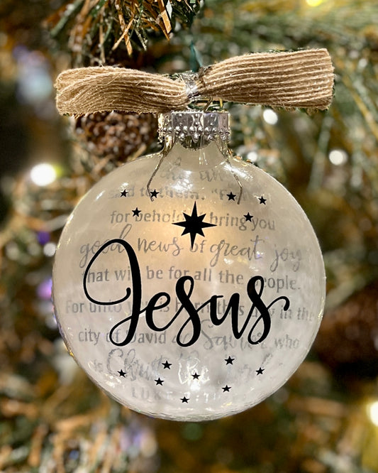 JESUS SILHOUETTE DISC GLASS ORNAMENT 12657