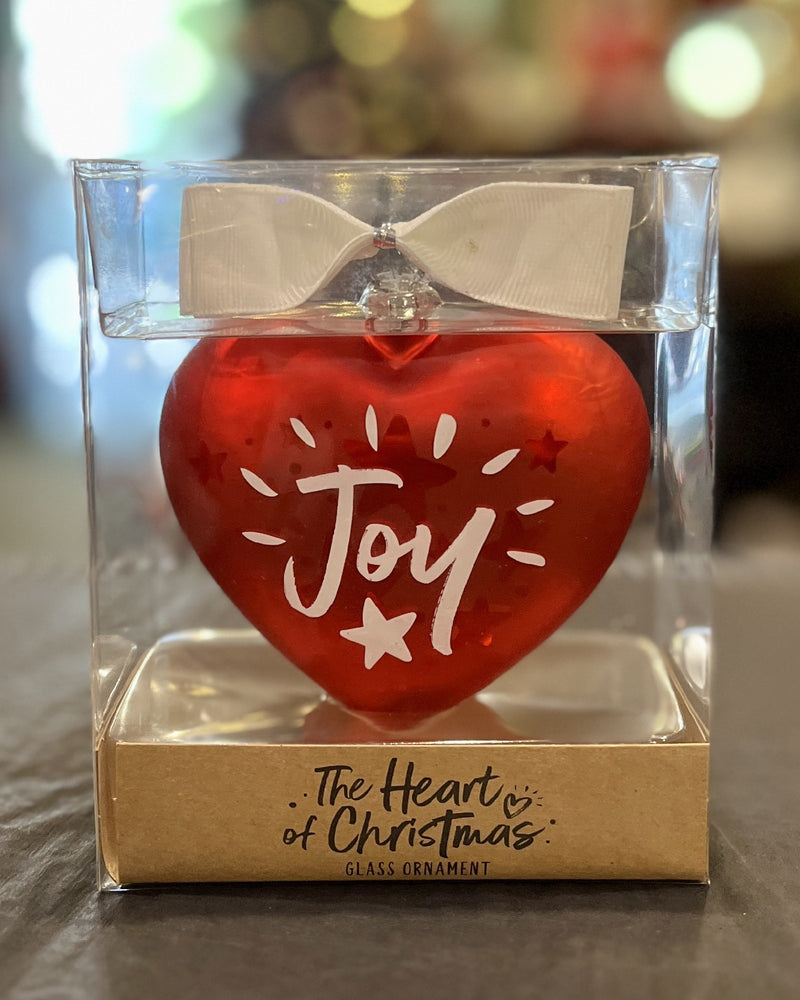 HEART OF CHRISTMAS - JOY GLASS ORNAMENT IN BOX 12733