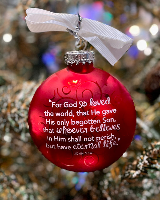 BELIEVE CHRISTMAS SWIRLS GLASS DISC ORNAMENT 12766