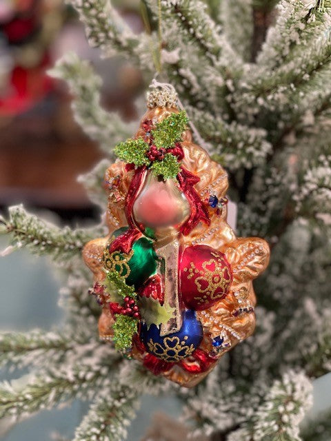 MARK ROBERTS KINGS JEWELS PARTRIDGE IN A PEAR TREE GLASS ORNAMENT  38-22040