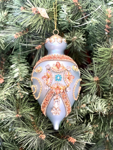 MARK ROBERTS KINGS JEWELS LIGHT BLUE FINIAL HANGING ORNAMENT