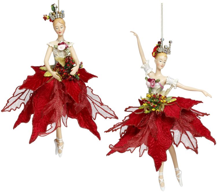 MARK ROBERTS RED SET OF 2 BALLERINA 10 INCH ORNAMENTS 36-54236