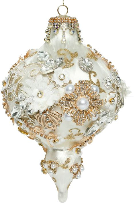 MARK ROBERTS KING'S JEWEL IVORY EXTRA FANCY FINIAL 8 INCH ORNAMENT 36-54368