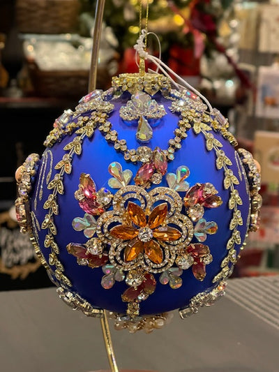 MARK ROBERTS - KING'S JEWELS BLUE ROUND HANGING ORNAMENT 36-45972