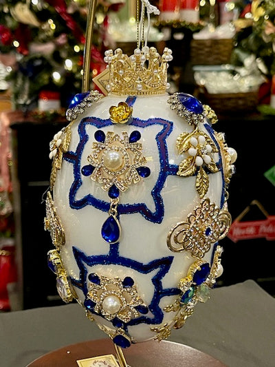 MARK ROBERTS KING'S JEWELS FABERGE EGG CHINOISERIE HANGING ORNAMENT 36-45970