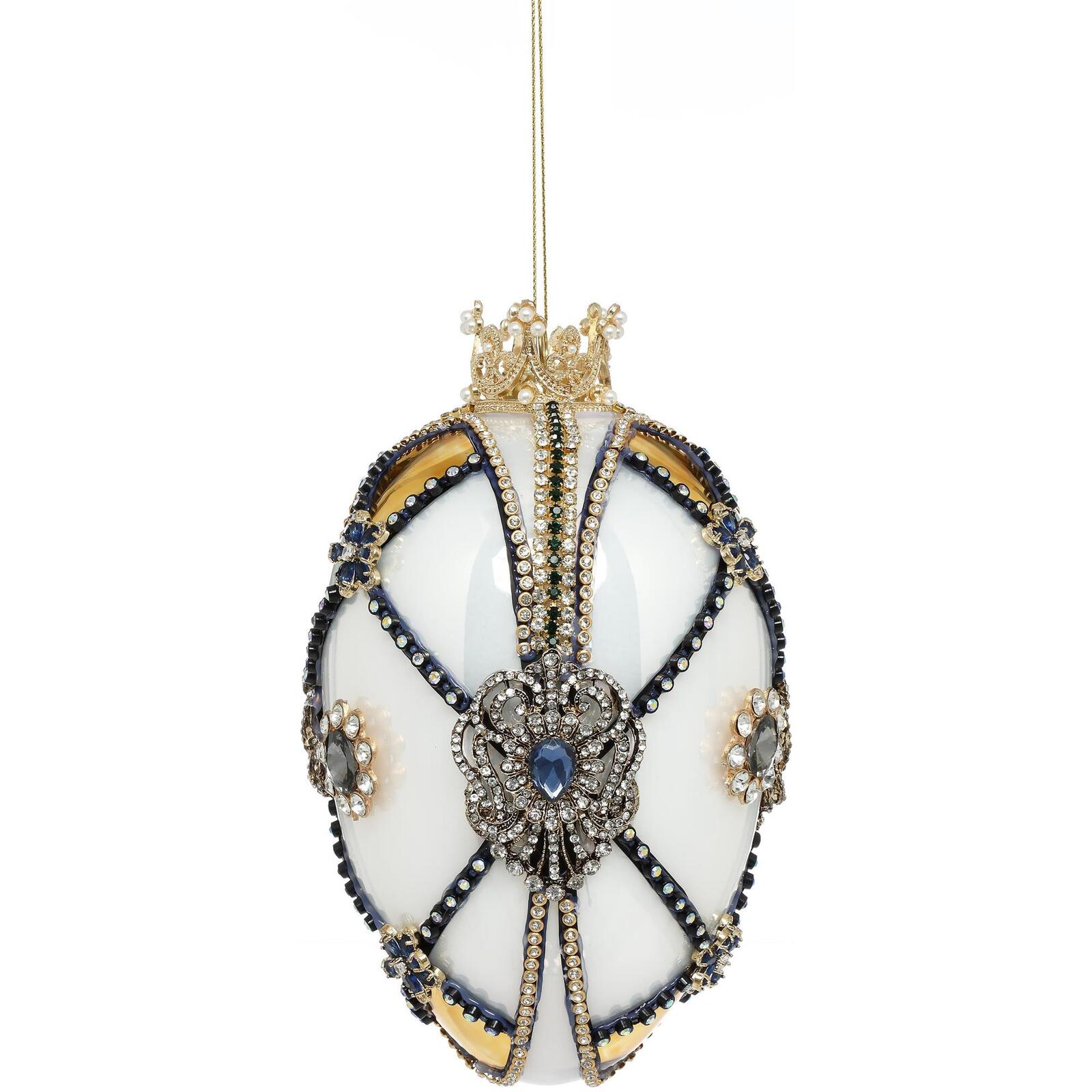 MARK ROBERTS - KING'S JEWELS FABERGE EGG IVORY & GOLD HANGING ORNAMENT 36-45962