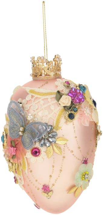 MARK ROBERTS FABERGE EGG 7 INCH JEWEL PALE PINK ORNAMENT 36-44206