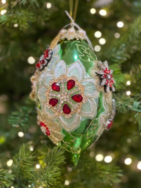 MARK ROBERTS KINGS JEWEL SHINY GREEN EGG FINIAL HANGING ORNAMENT 36-35712