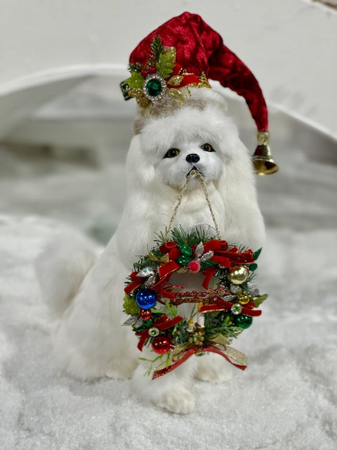 MARK ROBERTS 13 INCH MERRY CHRISTMAS SITTING DOG 51-44770