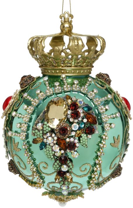 MARK ROBERTS CROWN JEWELS ORNAMENT - TURQUOISE SHINY 7INCH ROUND 36-54280
