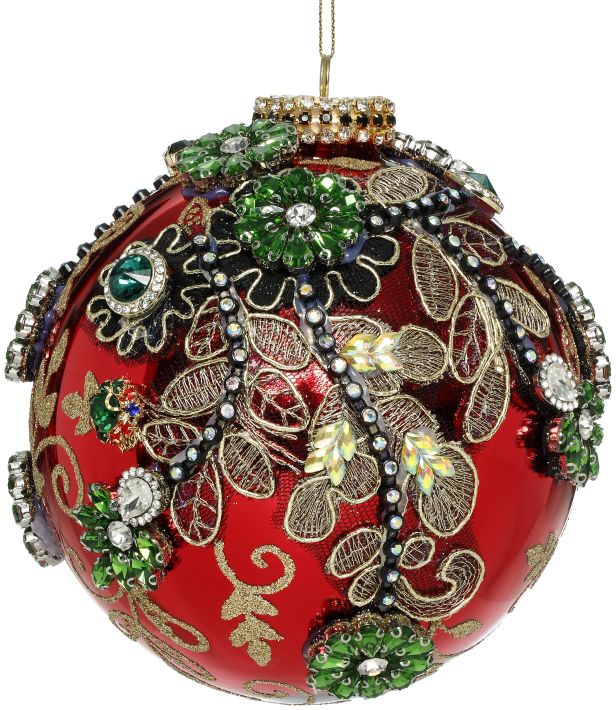 MARK ROBERTS KING'S JEWEL RED 5 INCH ROUND ORNAMENT 36-54354