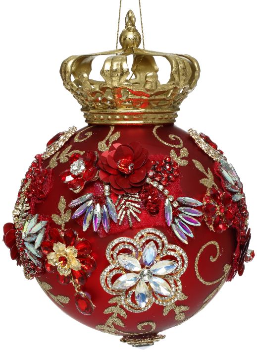 MARK ROBERTS CROWN JEWELS ORNAMENT - RED 7 INCH ROUND 36-54278