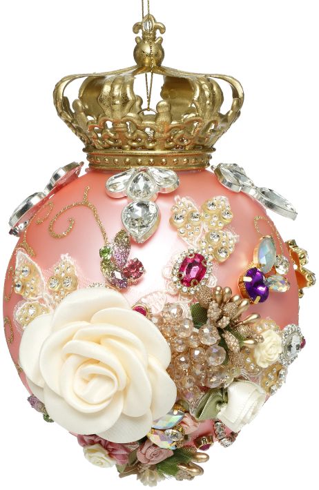MARK ROBERTS CROWN JEWELS PINK ROUND 7 INCH ORNAMENT 36-54274
