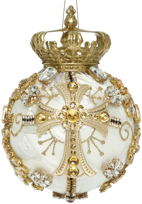 MARK ROBERTS CROWN JEWELS - 7 INCH IVORY ROUND ORNAMENT 36-54272