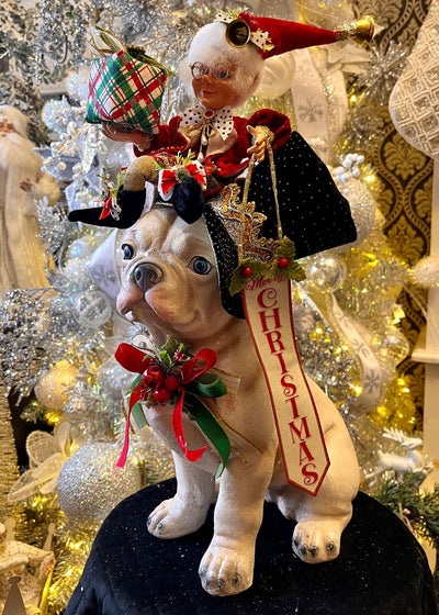 MARK ROBERTS MERRY CHRISTMAS BULL DOG WITH ELF 51-58462