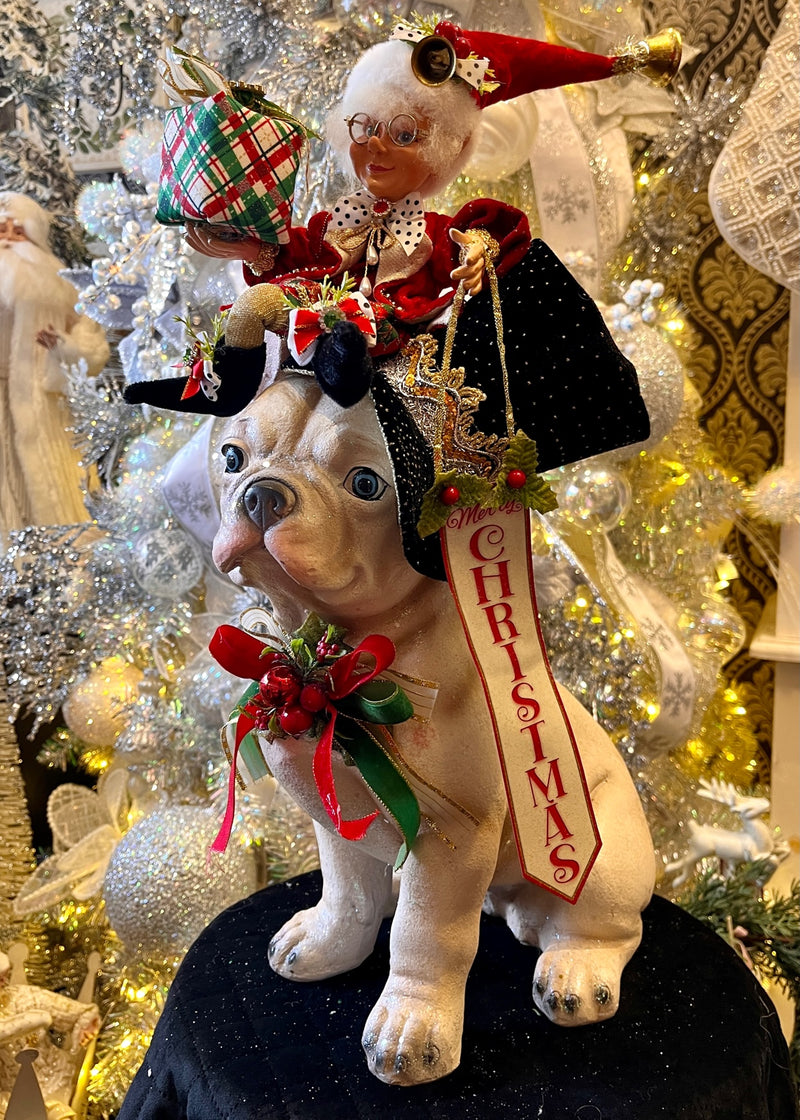 MARK ROBERTS MERRY CHRISTMAS BULL DOG WITH ELF 51-58462
