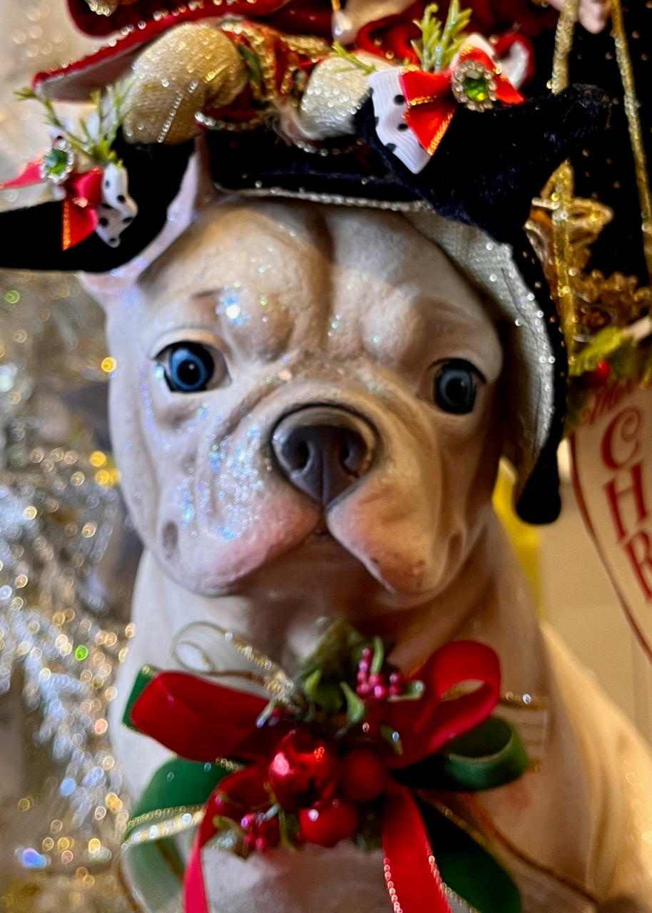 MARK ROBERTS MERRY CHRISTMAS BULL DOG WITH ELF 51-58462