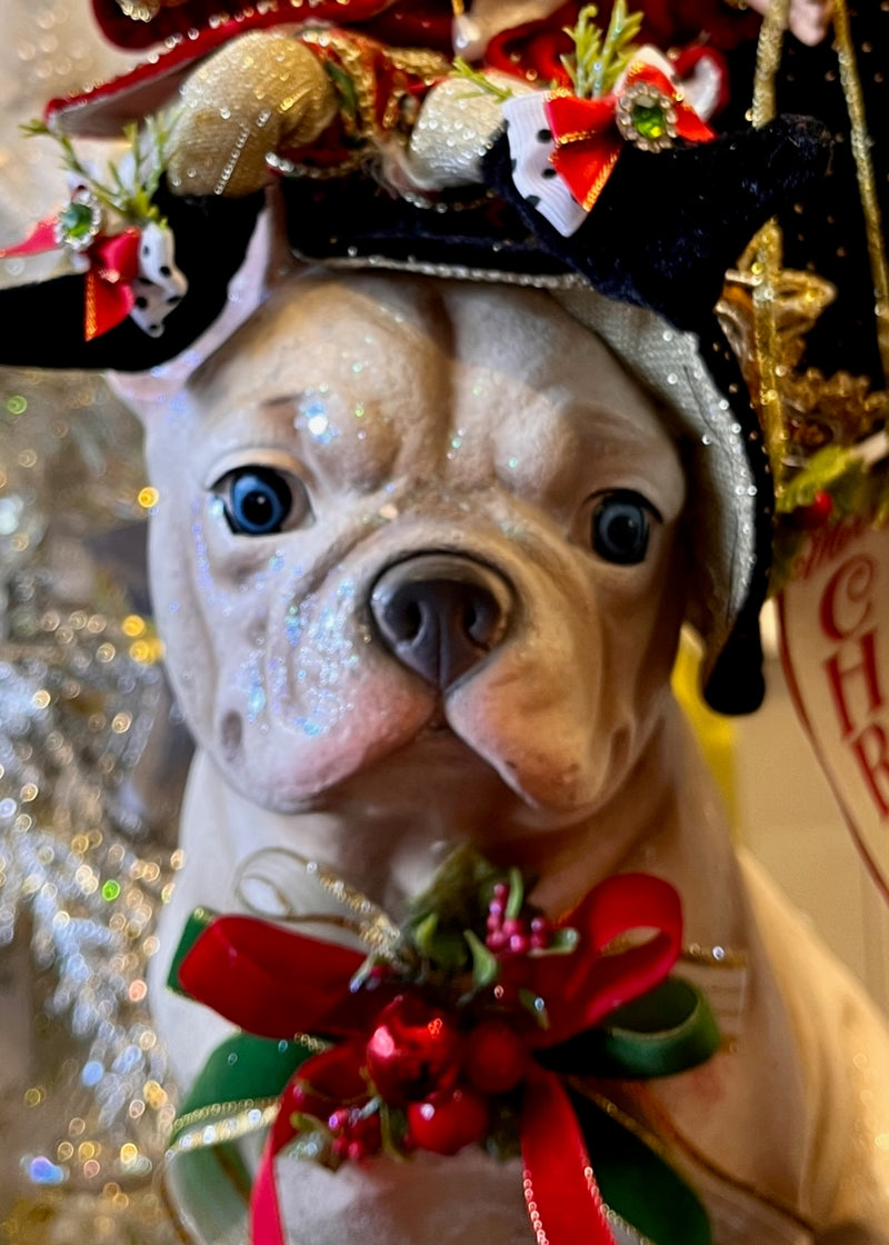 MARK ROBERTS MERRY CHRISTMAS BULL DOG WITH ELF 51-58462