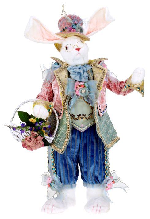 MARK ROBERTS - RABBIT WITH FLORAL BASKET 85CM 51-63890 (BULKY ITEM)