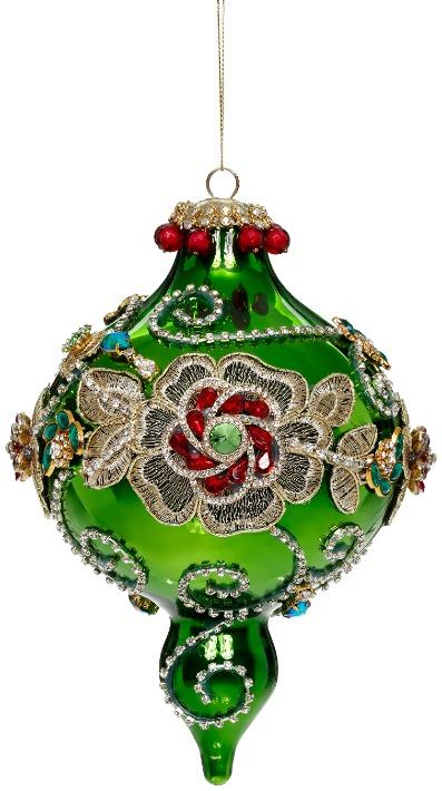 MARK ROBERTS - Green Kings Jewel Extra Fancy Finial Ornament 36-61508