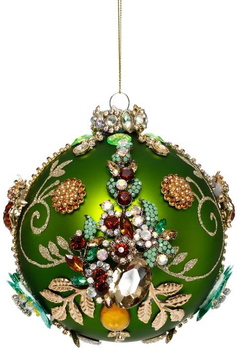 MARK ROBERTS - Green Kings Jewel Ball Ornament 36-61492