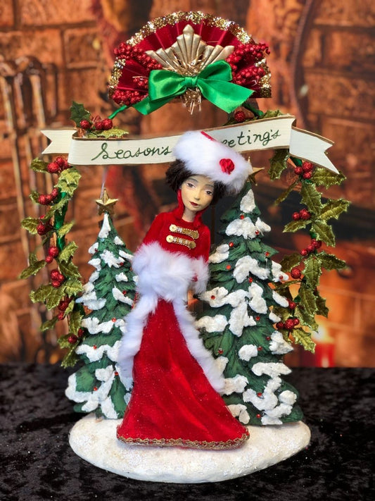 KATHERINE'S COLLECTION ELEGANT LADY CHRISTMAS SCENE