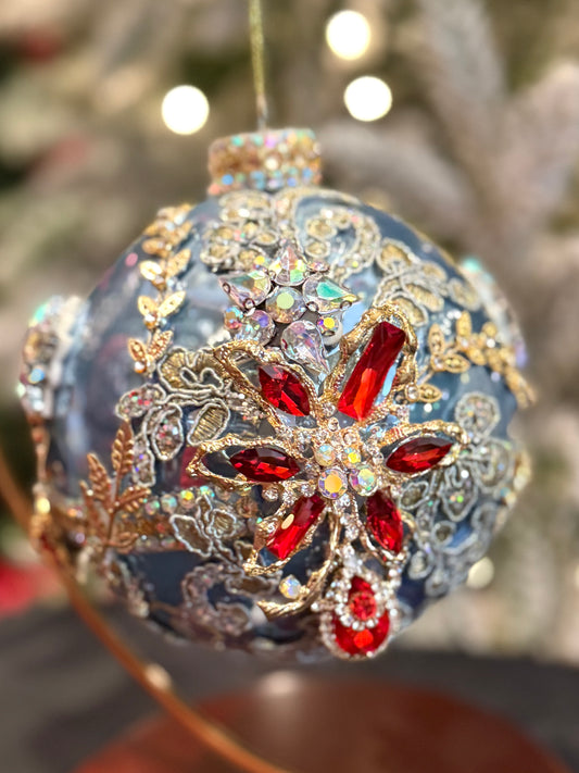 MARK ROBERTS - Blue Kings Jewel Ball Ornament 36-61490