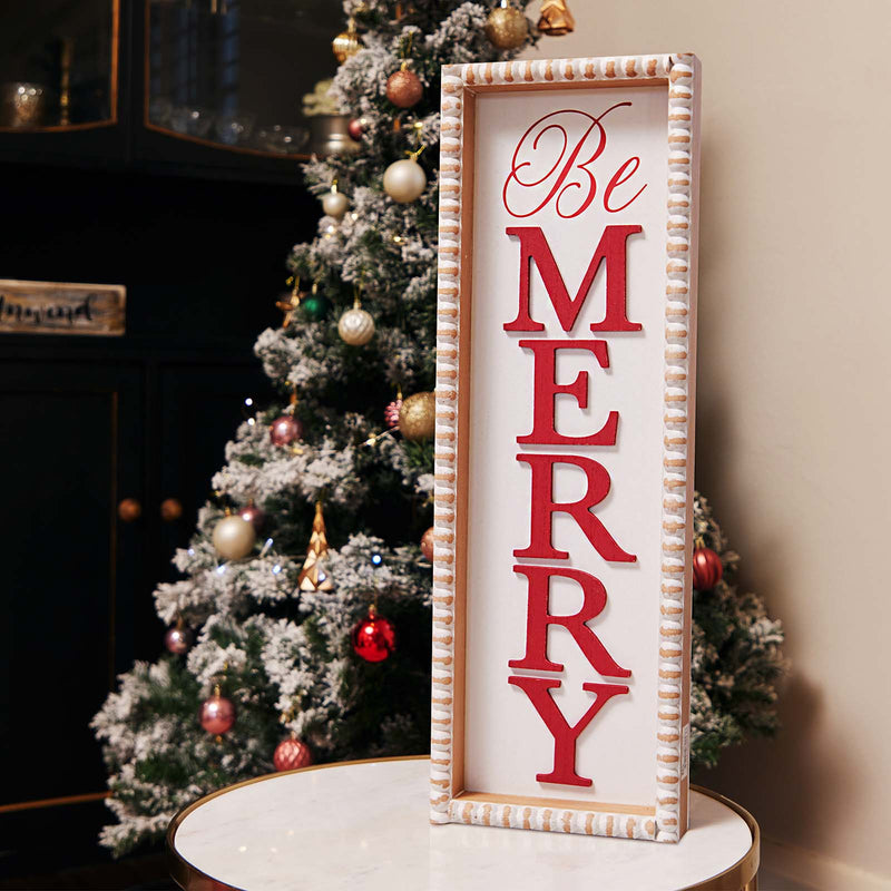 BE MERRY WOODEN SIGN JX6172