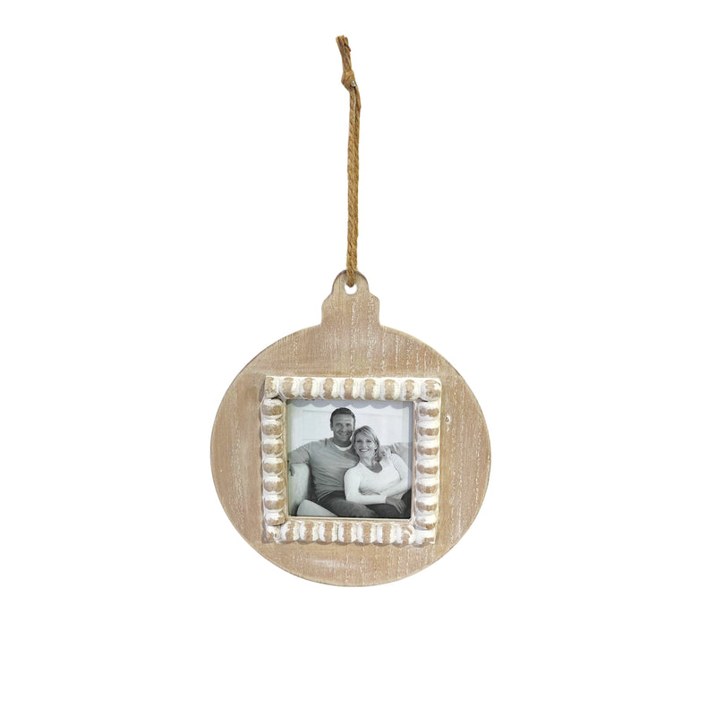 NATURAL WOOD ROUND ORNAMENT HANGING PHOTO FRAME JX6180