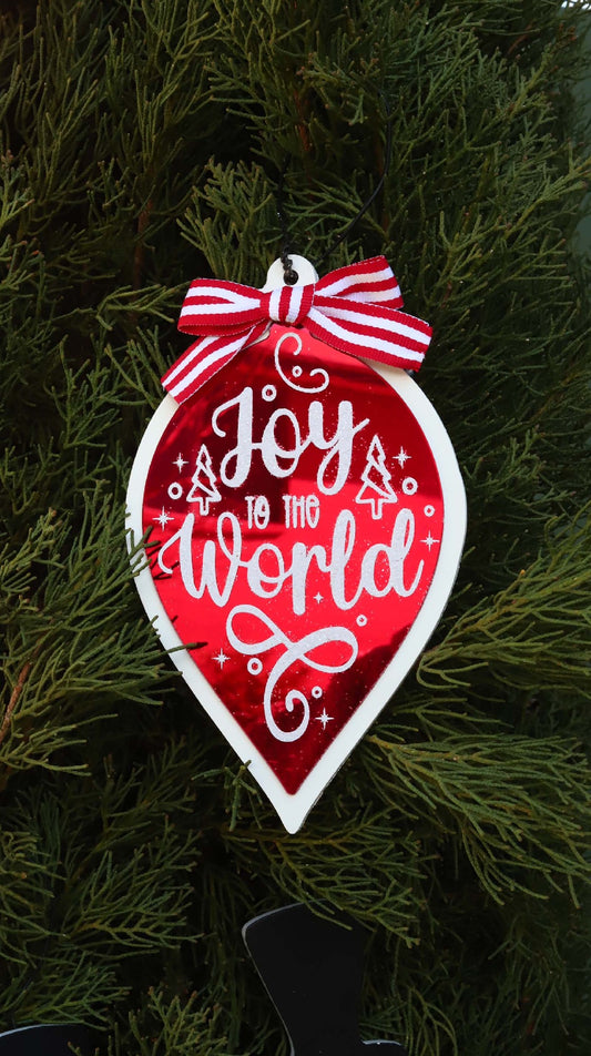 MERRY CHRISTMAS RED ORNAMENT WITH BOW HANGING JX6191