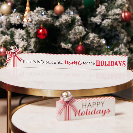 THERE'S NO PLACE LIKE HOME WOODEN BLOCK SIGN WITH BELL JX6315