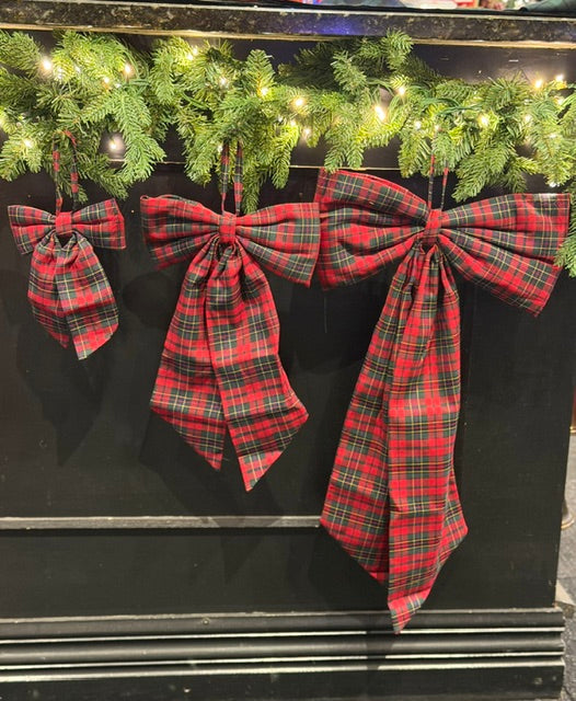 RED TARTAN LARGE HANGING BOW LG-4871