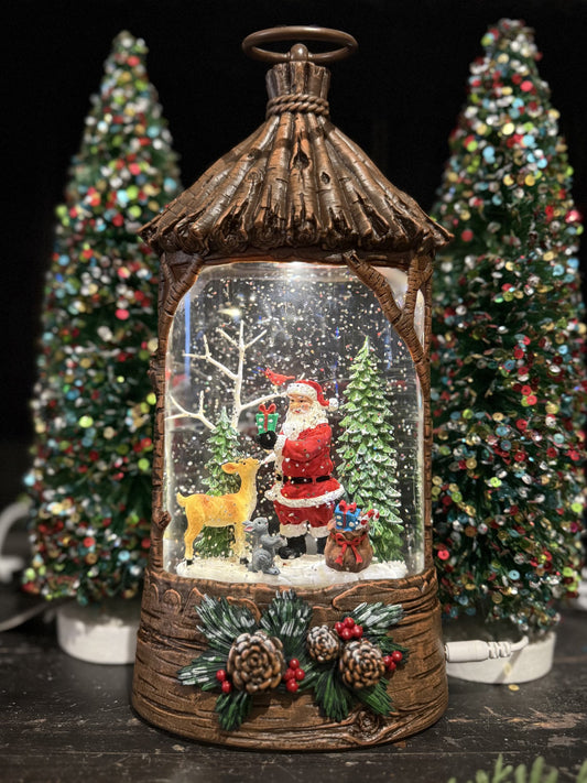 GLITTER LANTERN - Straw Hut Santa 26A