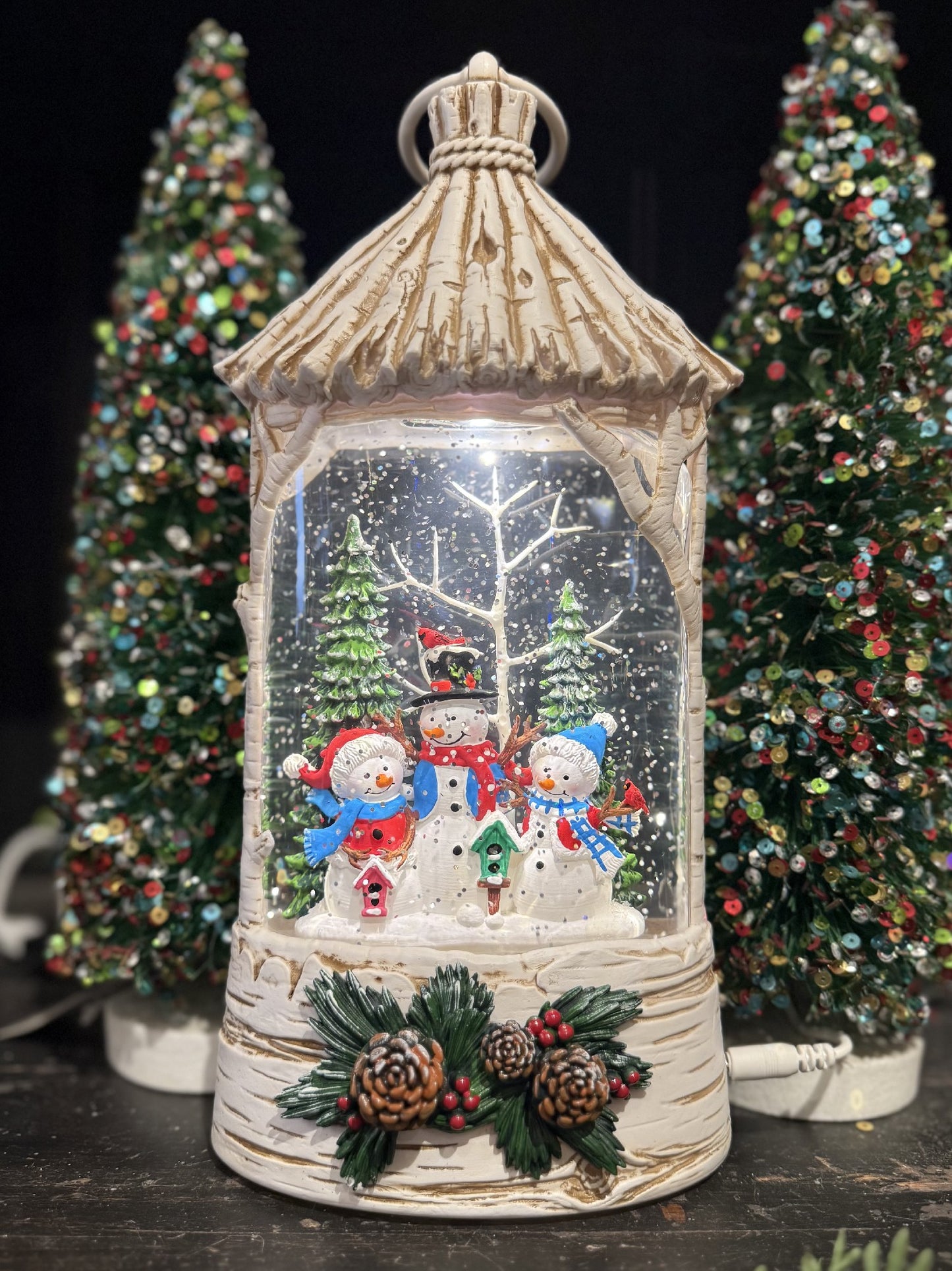 GLITER LANTERN Straw Hut Snowman 26B